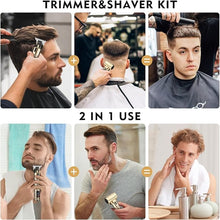 Load image into Gallery viewer, Professional Hair Clippers for Man,Electric Shavers Razor T-Blade Hair Trimmer, Men’s Grooming Kit Cordless Barber Trimmer Bald Shavers with 4 Guides & 3 Foil Head (Bronze)