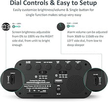 Load image into Gallery viewer, Digital Dual Alarm Clock for Bedroom, Easy to Set, 0-100% Dimmer, USB Charger, 5 Sounds Adjustable Volume, Weekday/Weekend Mode, Snooze, 12/24Hr, Battery Backup, Compact Clock for Bedside
