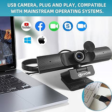 Load image into Gallery viewer, Webcam with Microphone and Speaker, 1080P Web Camera for Desktop Computer Laptop, USB Camera with Physical Privacy Cover,Plug and Play, Streaming Webcam, Wide Angle Computer Camera 3 in 1