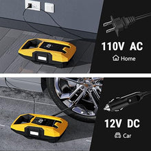 Load image into Gallery viewer, CARSUN AC/DC Tire Inflator Portable Air Compressor, Dual Power for Home 110V AC and Car 12V DC Air Pump with Pressure Gauge, Auto Shutoff, Tire Pump for Car Motorcycle Bicycle and Other Inflatables