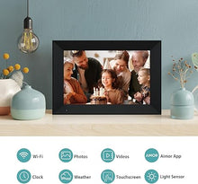 Load image into Gallery viewer, Anna Bella Digital Picture Frame 10.1 Inch IPS HD Touch Screen WiFi Smart Digital Photo Frame with 16GB Storage, Auto-Rotate, Easy Setup to Share Photos or Videos Remotely via AiMOR APP Black