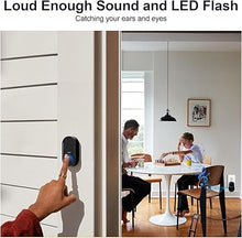 Load image into Gallery viewer, Wireless Doorbell - PHYSEN Waterproof Doorbell Chime Kits 2 receivers - Operating at 1300 ft Range - 58 Melodies 5 Volume Levels & LED Flash - Door Bells & Chimes Wireless for Home Classroom