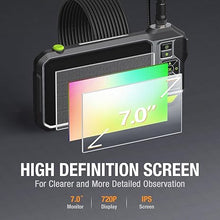 Load image into Gallery viewer, Teslong Triple Lens Borescope with 7" IPS Screen, 1080P HD Industrial Endoscope Inspection Camera with Light, 16.5FT Flexible Automotive Mechanic Scope Tool, Waterproof Pipe Snake Camera in Wall Cam