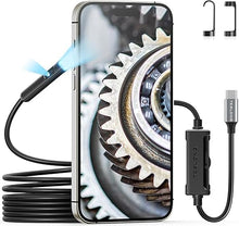 Load image into Gallery viewer, Dual Lens Endoscope Camera with Light, Teslong USB-C Borescope Inspection Camera with 8+1 LED Lights, Flexible Waterproof Fiber Optic Camera Snake Scope Compatible with iPhone 15, Android Phone(10FT)