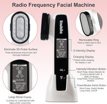 Load image into Gallery viewer, Microcurrent Facial Device, Vowleike 10 Key Benefits Skincare Face Massager with Stand, Rechargeable 6 in 1 Vibrating Facical Tool for Neck, Face and Body for Women, Ivory White
