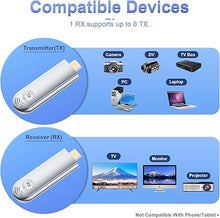 Load image into Gallery viewer, TTQ Wireless HDMI Transmitter and Receiver, Wireless HDMI Extender 4K Supported, Plug and Play, 2.4G/5G, 100FT Range, Support Laptop PC TV Box Projector Camera DV, No Need Bluetooth WiFi