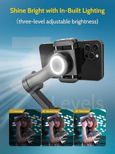 Load image into Gallery viewer, Gimbal Stabilizer for Smartphone, Gimbal w/Wireless Charging iPhone Gimbal for iPhone 15 Pro Max/Android Foldable 3-Axis Handheld Phone Gimbal for Video Recording Face Tracking-Smart X Pro