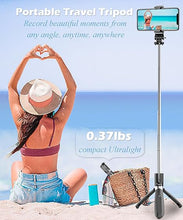 Load image into Gallery viewer, Selfie Stick Tripod Extendable Phone Tripod Stand with Wireless Remote Portable Lightweight Video Recording Travel Tripod for Cell Phone Mount Holder Selfie Stick Compatible with iPhone Android iOS