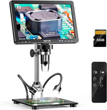 Load image into Gallery viewer, Hayve DM12 10.1'' HDMI Digital Microscope, 2000X Coin Microscope with IPS Screen, 20MP Soldering Microscope for Electronics with 10.4'' Longer Stand,Compatible with PC/TV,32GB