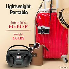 Load image into Gallery viewer, |Craig CD6925 Portable Top-Loading Stereo CD Boombox with AM/FM Stereo Radio | Bluetooth Wireless (Black, Bluetooth) | No Headphone Jack | 3.5mm Aux Input