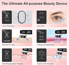 Load image into Gallery viewer, Microcurrent Facial Device, Vowleike 10 Key Benefits Skincare Face Massager with Stand, Rechargeable 6 in 1 Vibrating Facical Tool for Neck, Face and Body for Women, Ivory White