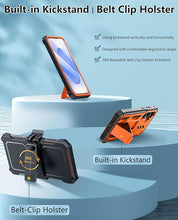 Load image into Gallery viewer, FNTCASE for Samsung Galaxy S25-Plus Case: Military Grade Rugged Cell Phone Cover with Kickstand & Holster | Shockproof TPU Protection Bumper Matte Textured Design for Samsung S24 Plus Cases (Orange)