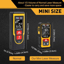 Load image into Gallery viewer, PREXISO Mini Laser Measurement Tool, 135Ft Rechargeable Laser Distance Meter Ft/Ft+in/in/M Unit, Laser Measure with High Accuracy, Pythagorean, Distance, Area, Volume Modes