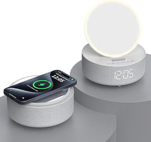 Load image into Gallery viewer, COLSUR Bluetooth Speaker with Alarm Clock, ?2024 Newest Gifts? Wireless Speaker Charger for iPhone/Samsung, Mirror Clock, Wireless Bedside Lamp, Music Gifts for Men, Women, Teenage Girls, Boys