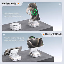 Load image into Gallery viewer, ?2024 Upgraded? Wireless Charger 3 in 1, Foldable Wireless Charging Station with Light for Apple MagSafe Charger, Travel Magnetic Charger for iPhone 16/15/14/13/12 Apple Watch AirPods 3/2 (White)
