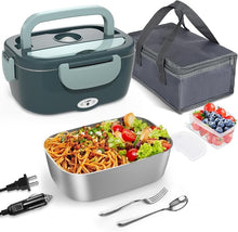 Load image into Gallery viewer, Monteka Electric Lunch Box Food Heater - Leakproof Portable Food Warmer heated lunch box for adults for Car/Home/Truck with 1.5L Removable Stainless Steel Container, 12V/24V/110V