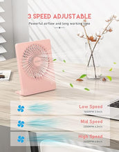 Load image into Gallery viewer, Zuvas Desk Fan Battery Operated Fan Rechargeable 180°Tilt Folding Personal Fan Ultra Quiet Small Portable Fan 3 Speed Adjustable Strong Wind USB Fan For Office Bedroom Home Desktop Camping