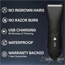 Load image into Gallery viewer, MERIDIAN Body Hair Trimmer for Men Manscape, Ball Trimmer Men, No Nick, No Cut, No Razor Burn Pubic, Groin and Body Shaver - Waterproof & Rechargeable Electric Full Body Groomer - Onyx