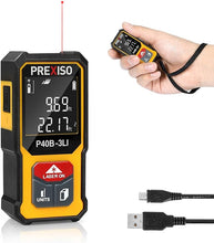 Load image into Gallery viewer, PREXISO Mini Laser Measurement Tool, 135Ft Rechargeable Laser Distance Meter Ft/Ft+in/in/M Unit, Laser Measure with High Accuracy, Pythagorean, Distance, Area, Volume Modes