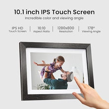 Load image into Gallery viewer, 10.1'' Frameo Digital Picture Frame, 32GB WiFi Digital Photo Frame, 1280x800 IPS Touch Screen, Auto-Rotate, Slideshow, Send Photos/Videos via Free App(Black Wood Frame)