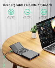 Load image into Gallery viewer, Samsers Multi-Device Foldable Bluetooth Keyboard with Touchpad, Rechargeable Dual-Mode(2.4G+BTx2) Wireless Keyboard with Holder, Portable Folding Keyboard for Android Windows iOS Mac OS - Black