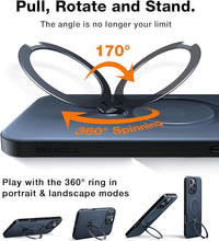 Load image into Gallery viewer, TORRAS Upgraded 360°Spin Magnetic Stand for iPhone 16 Pro Case, Fit for MagSafe, Built-in Kickstand & Ring Holder, Mil-Grade Protective Soft Edge Translucent Slim Case for iPhone 16 Pro, Black 6.3''