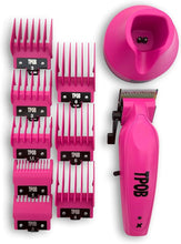 Load image into Gallery viewer, TPOB X Digital Brushless 6800rpm Professional Hair Trimmer Hair Clippers for Men, Psycho Zero Gapped T-Blade Trimmer Cordless Rechargeable Edgers Clippers (X Clipper Pink with Stand)