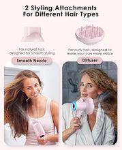 Load image into Gallery viewer, Diffuser Hair Dryer, High Speed Fast Drying Hair Dryers, Negative Ionic Professional Blow Dryer with 110000 RPM Brushless Motor, Lightweight Low Noise Thermo-Control Hairdryer, Travel with Nozzle