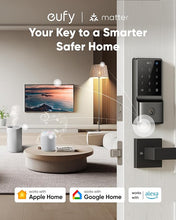 Load image into Gallery viewer, eufy Smart Lock C34, Keyless Entry Door Lock with Apple Home Ecosystem, Built-in Wi-Fi Deadbolt for Front Door or Back, Supports Matter, Apple Home, Alexa, Google Home, SmartThings, Auto Lock