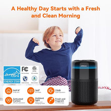 Load image into Gallery viewer, AIRROMI Air Purifier for Bedroom Home,HEPA Filter,Covers Upto 549 Ft²,Quiet 360°intake Air Cleaner with Fragrance ponge for Better Sleep,Night Light,Filters Smoke,Pet Dander,Allergies,Dust,A2005 Black