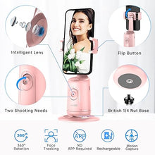 Load image into Gallery viewer, Auto Tracking Phone Holder, Auto Face Tracking Tripod, Portable All-in-one Smart Selfie Stick 360 Rotation Fast Face & Object Tracking Cameraman Robot Mount for Phone Video Vlog Live Streaming(Pink)