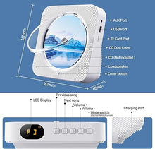 Load image into Gallery viewer, CD Player Portable Bluetooth 5.1 Desktop CD Player with HiFi Sound Speakers,Remote Control,Dust Cover,LED Display,Boombox FM Radio,USB/AUX for Home,Kids (White)