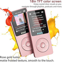 Load image into Gallery viewer, RUIZU 32GB MP3 Player with Bluetooth 5.3, 1.8" Screen Portable Music Player, FM Radio, Voice Recording, EBook, Shuffle Single Loop, 80H Digital Audio Video Playback, Lightweight, Support 128GB TF Card