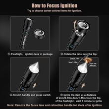 Load image into Gallery viewer, SKYFIRE LED Rechargeable Flashlight 10000 High Lumens, Super Bright Flashlight with Ignition Lens, Zoomable,Four Modes,Waterproof Flash Light for Camping Essentials,Outdoor,Home (Black)