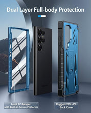 Load image into Gallery viewer, FNTCASE for Samsung Galaxy S25-Ultra Case: Military Grade Drop Proof Protection Mobile Cover with Kickstand | Matte Textured Rugged Shockproof TPU | Protective Sturdy Phone Case - Blue