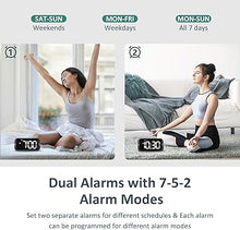 Load image into Gallery viewer, Digital Dual Alarm Clock for Bedroom, Easy to Set, 0-100% Dimmer, USB Charger, 5 Sounds Adjustable Volume, Weekday/Weekend Mode, Snooze, 12/24Hr, Battery Backup, Compact Clock for Bedside