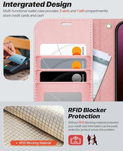 Load image into Gallery viewer, OCASE for iPhone 16 Case Detachable Wallet Case with Card Holder, 2 in 1 Pu Leather Flip Folio with RFID Blocking Stand Wrist Strap Shockproof Phone Cover 6.1 Inch 2024, Light Pink
