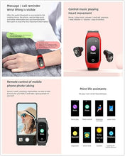 Load image into Gallery viewer, N8 2 in 1 Smartwatch with Earbuds Smart Bracelet TWS Wireless Bluetooth Headset Combo Bluetooth Call Heart Rate Blood Pressure Sleep Monitor Women Men Sport Fitness Tracker (Black)