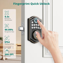 Load image into Gallery viewer, Keyless Entry Door Lock with APP Control - Fingerprint Deadbolt Door Lock, Electronic Keypad Lock, Smart Locks for Front Door, Auto-Lock & One Touch Locking with Bluetooth - Oil Rubbed Bronze