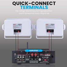 Load image into Gallery viewer, Pyle Indoor Outdoor Speakers Pair - 200 Watt Dual Waterproof 3.5” 2-Way Full Range Speaker System w/ 1/2” High Compliance Polymer Tweeter - in-Home, Boat, Marine, Deck, Patio, Poolside (White)