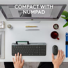 Load image into Gallery viewer, Logitech K585 Multi-Device Slim Wireless Keyboard, Built-in Cradle for Device; for Laptop, Tablet, Desktop, Smartphone, Win/Mac, Bluetooth/Receiver, Compact, Easy Switch, 24 Month Battery - Graphite