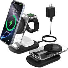 Load image into Gallery viewer, 3 in 1 Magnetic Wireless Charging Station for Apple Devices, Fast Foldable Travel Mag-Safe Charger Stand with Night Light for iPhone 16 15 14 13 12 Series, Apple Watch/AirPods Pro