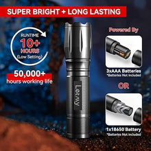 Load image into Gallery viewer, LETMY Tactical Flashlight S2000-2 Pack Bright Military Grade LED Flashlights High Lumens - Portable Handheld Flash Light, 5 Modes Zoomable Waterproof Flashlights for Home Emergency Camping Outdoor