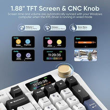 Load image into Gallery viewer, RedThunder K95 Wireless Mechanical Keyboard, TFT Screen & Knob, Tri-Mode BT5.0/2.4GHz/USB-C Hot Swappable Custom, Pre-lubed Linear Switches, Gasket Structure, RGB Gaming Keyboard, Snowy White-Blue