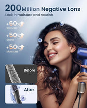 Load image into Gallery viewer, Hair Dryer with Diffuser & Nozzle Magnetic, Hair Blow Dryer for Curly Hair, 110000 RPM High-Speed Brushless Motor for Fast Drying, Negative Ionic Care Hair Dryer for Home,Salon,Travel (Blue)