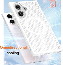 Load image into Gallery viewer, CCSmall for Apple iPhone 16 Plus Heat Dissipation Case with Magnetic Ring, Mesh Breathable Hollow Cellular Hole Slim Phone Case Cover for iPhone 16 Plus SR White
