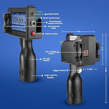 Load image into Gallery viewer, Handheld Printer Portable Labeler M6 600g with 4.3 Inch HD LED Touch Screen use for QR-Code Barcode Date Logo Batch Print on Card Bag Box Wood Glass Plastic with Black Ink Cartridge with Pen (ZF-M6)