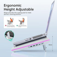 Load image into Gallery viewer, llano RGB Laptop Cooling Pad, White, Powerful Turbofan, Quiet Cooling, Touch Control, LCD Screen, Seal Foam, 15-19in Laptops