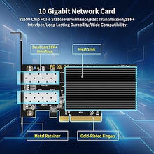 Load image into Gallery viewer, 10Gb Ethernet Card with 82599ES (X520-DA2) Controller, GiGaPlus 10GB PCI-E Network Card Adapter, Dual LAN SFP+ Ports, Supports Windows/Windows Server/VMware Functions for 10Gbe Networking NAS