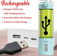 Load image into Gallery viewer, BRENTWOOD RJB-100BL Portable Battery-Operated USB-Chargeable Glass Blender, 17 oz, Blue